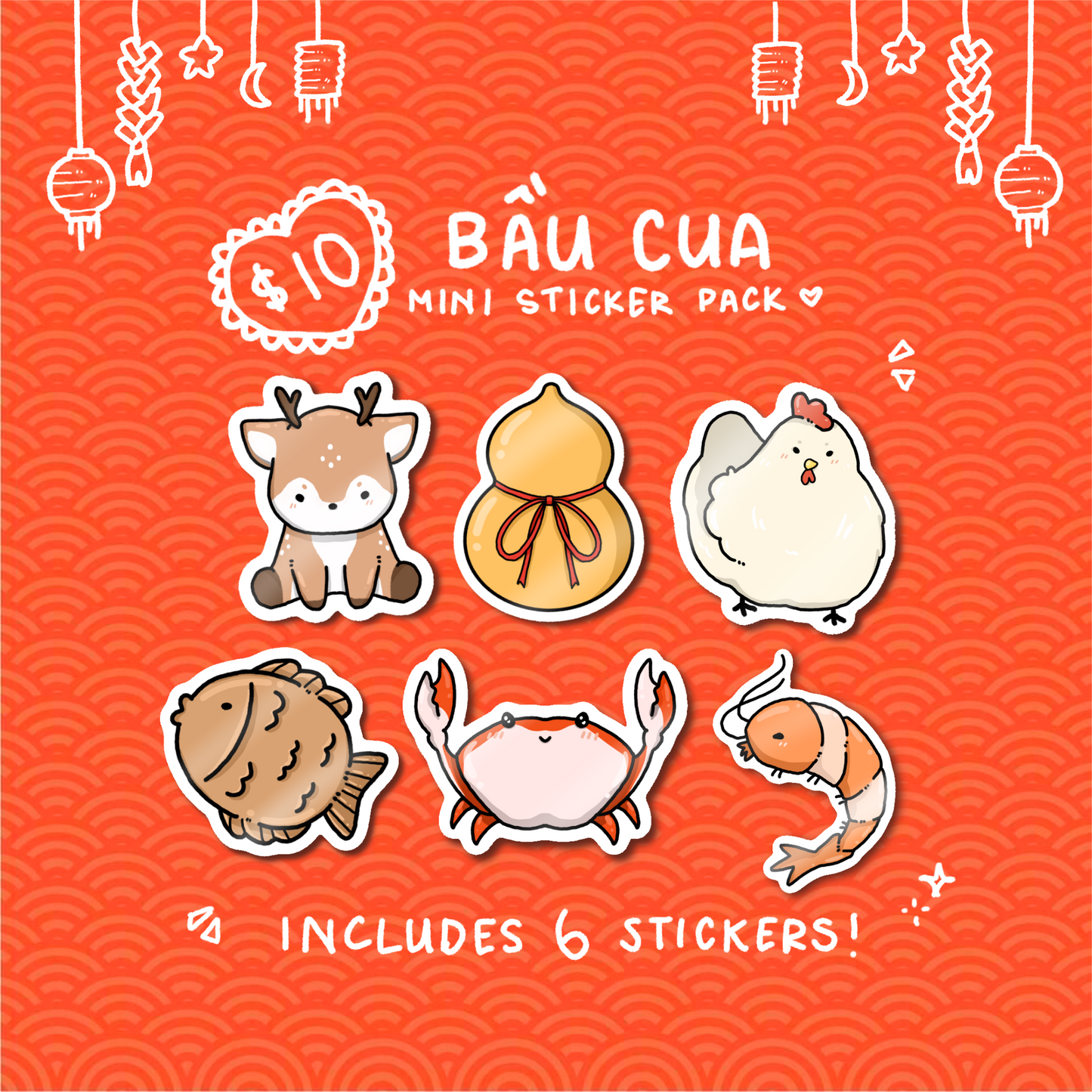 bau cua sticker set