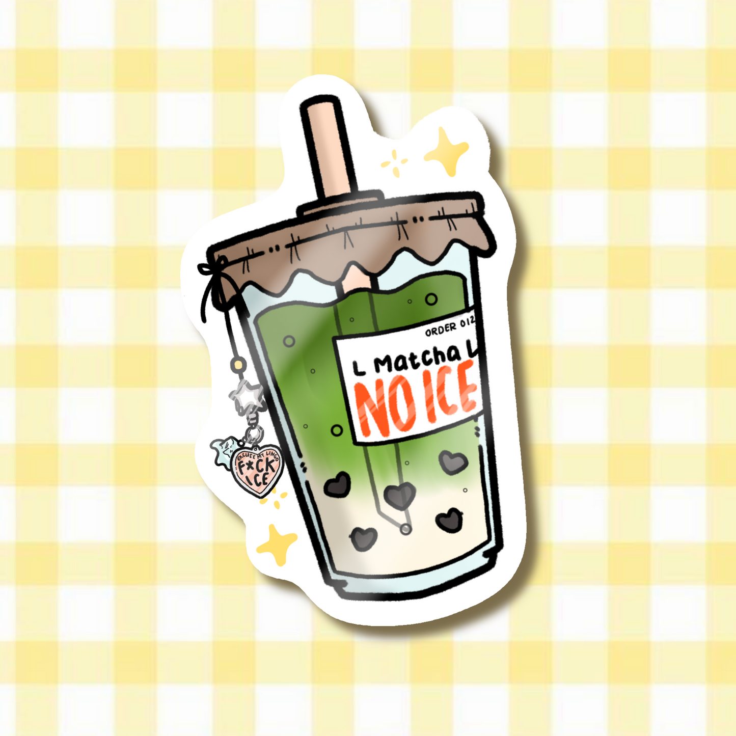 matcha latte "NO ICE" sticker