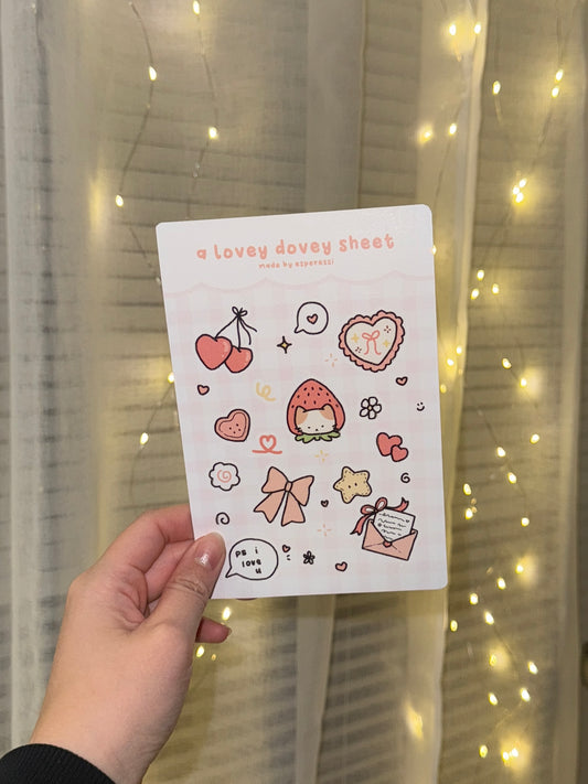 "lovey dovey" sticker sheet